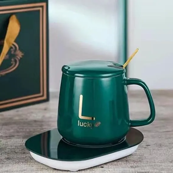 Smart Coffee Cup Warmer 55℃,USB Charing Ceramic Cup,Electric