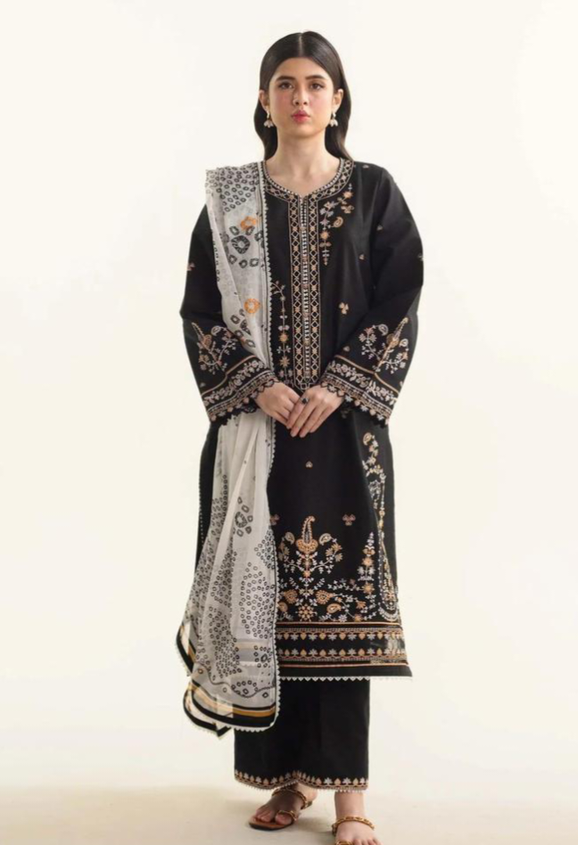 Woman's unstitched swiss Lawn Embroidery Suit