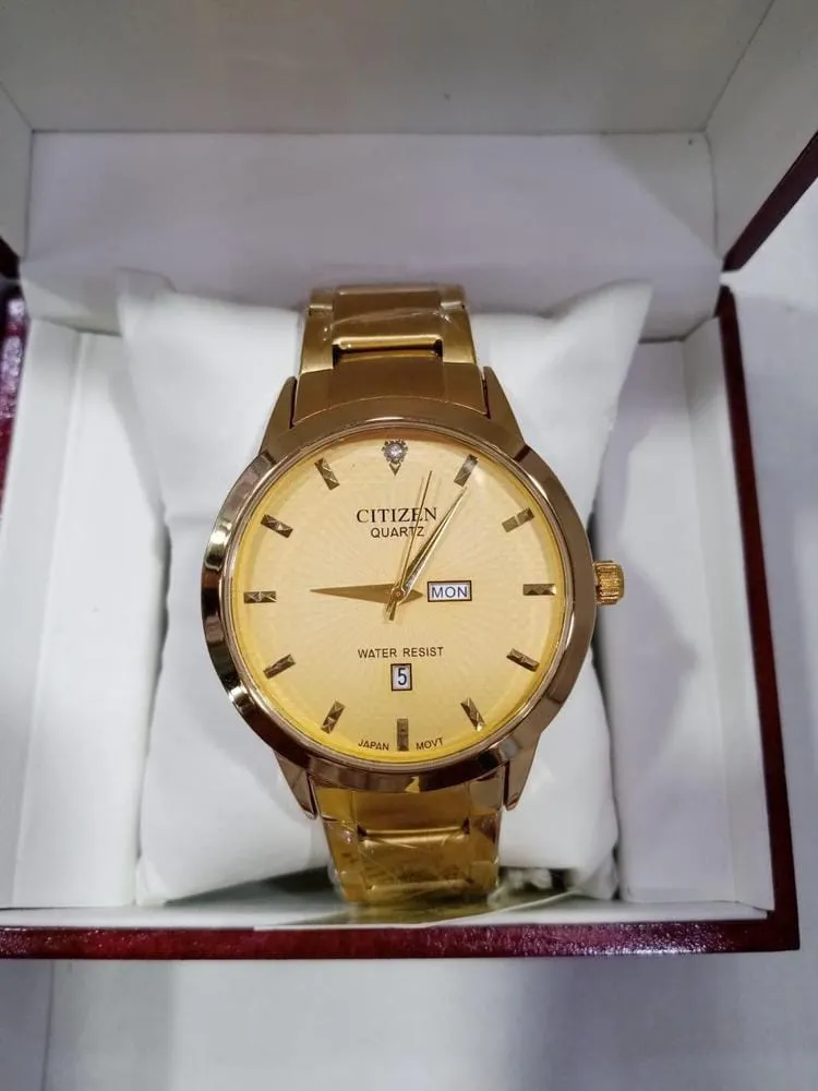 Men's Classic Analogue Gold Stainless Steel Watch Waterproof