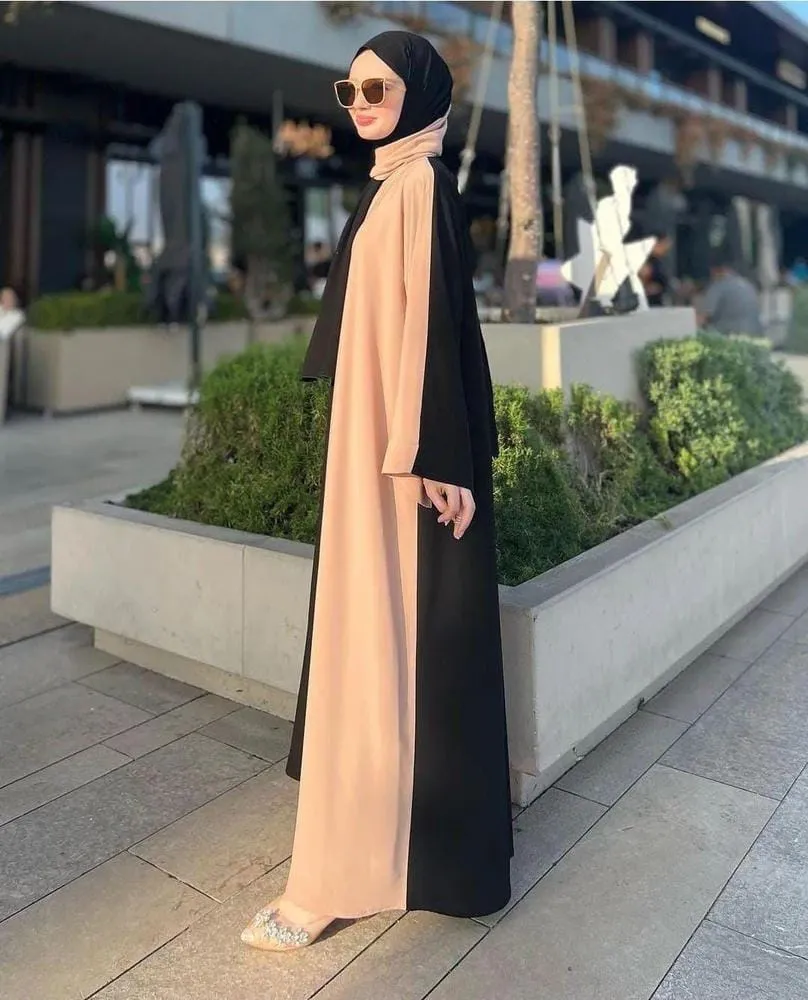 Georgette Plain Abaya With Stoller Multicolor