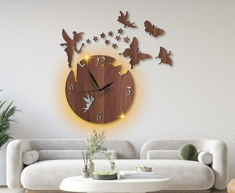 Fairy Design Laminated Wall Clock With Backlights