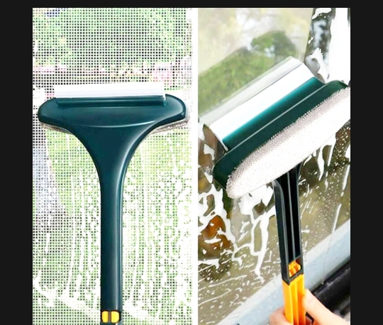 2 In 1 Brush Window Screen Brush Double-sided Glass Cleaner Scraper Cleaning Brush Window Dust Household Cleaning Tool