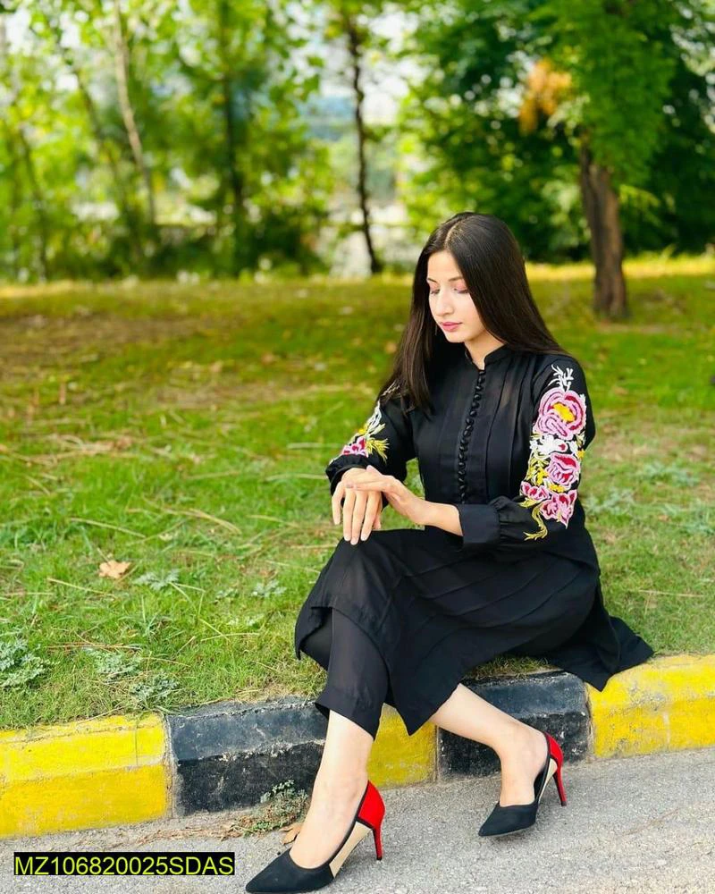2 PC's Women Stitched Linen Embroidery Shirt and Trouser