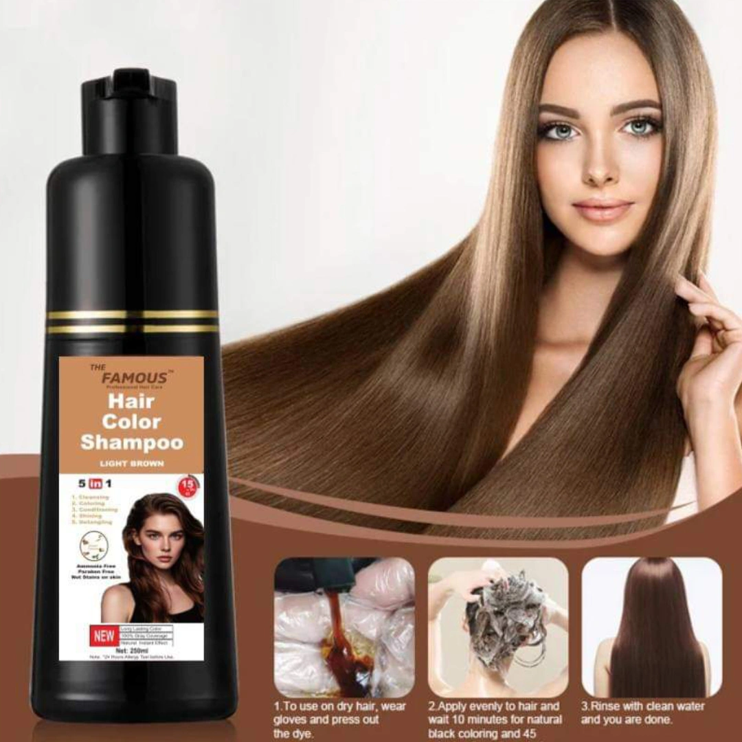 LIGHT BROWN The Famous 5 IN 1 Hair Color Shampoo 250ML