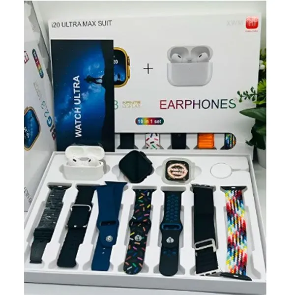 I20 Ultra Max With Air Pods Bonus |10 in 1 Smartwatch Bundle