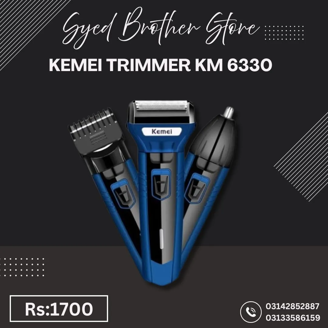 Kemei KM-6330 Trimmer – 3-in-1 Rechargeable Grooming Kit