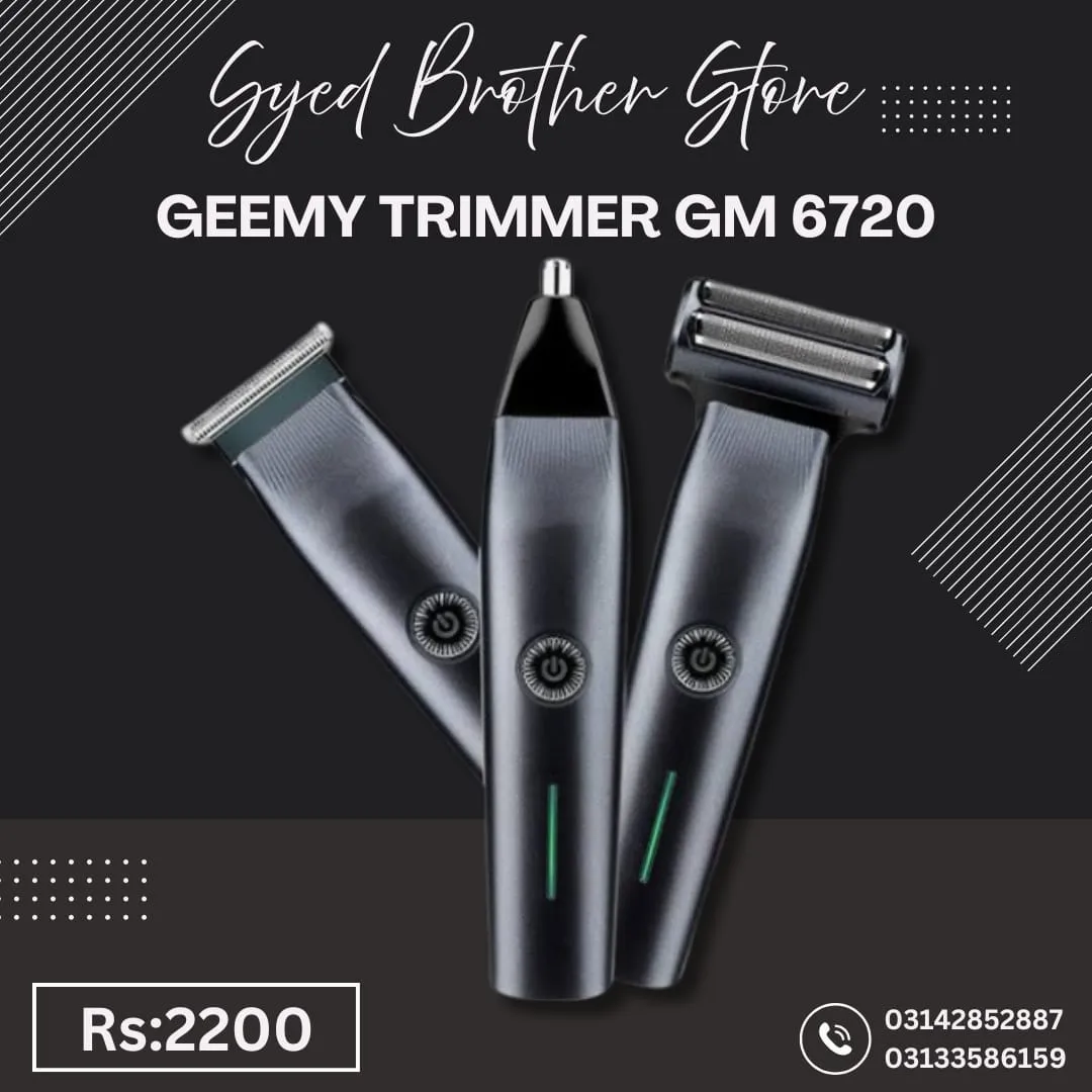 Geemy GM-6720 Trimmer – 3-in-1 Cordless Grooming Kit