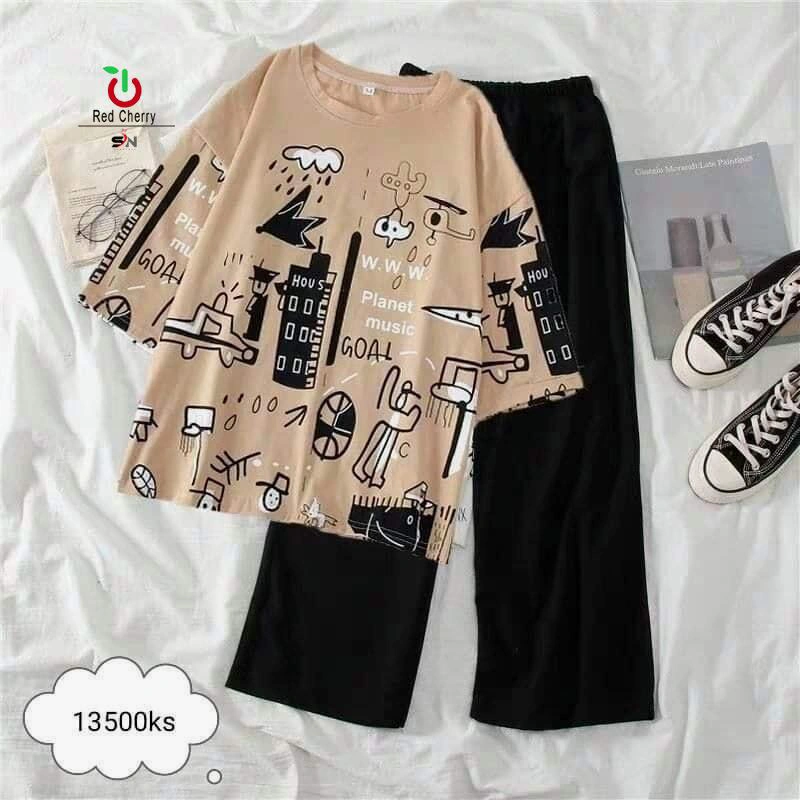 Drop Shoulder printed design night suit casual