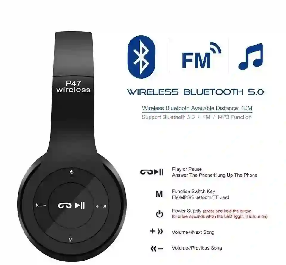 P47 Wireless Headset , Black