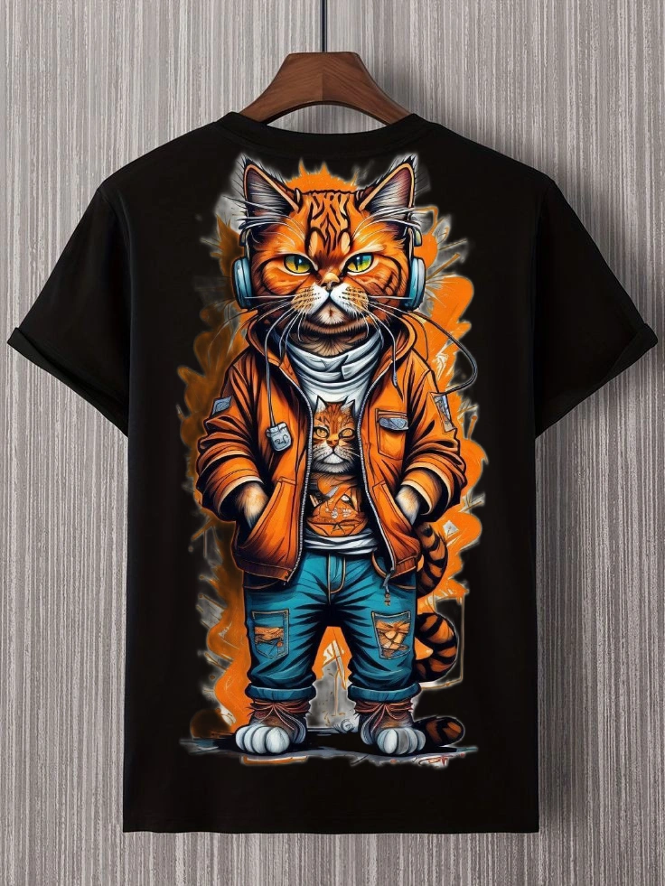 Black print T shirt