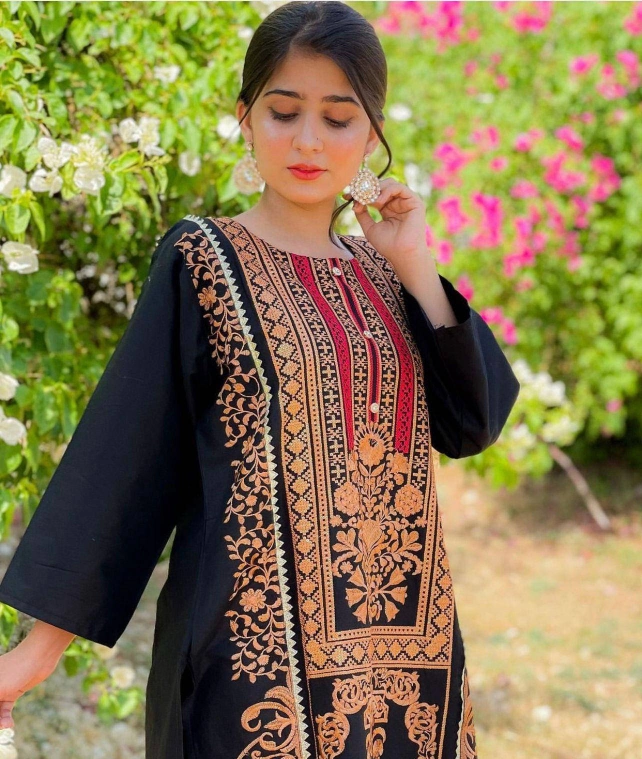 Cotton embroided 2pc stitched