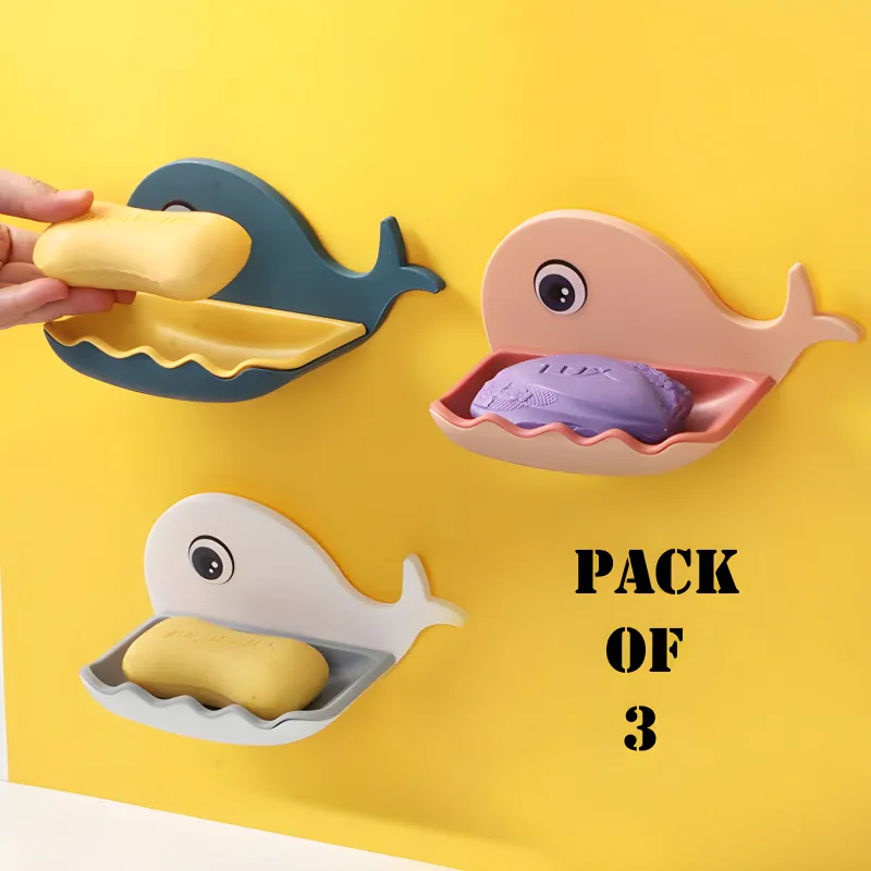 Fish-Shaped Waterproof Soap Bar Holder(Pack Of 3)