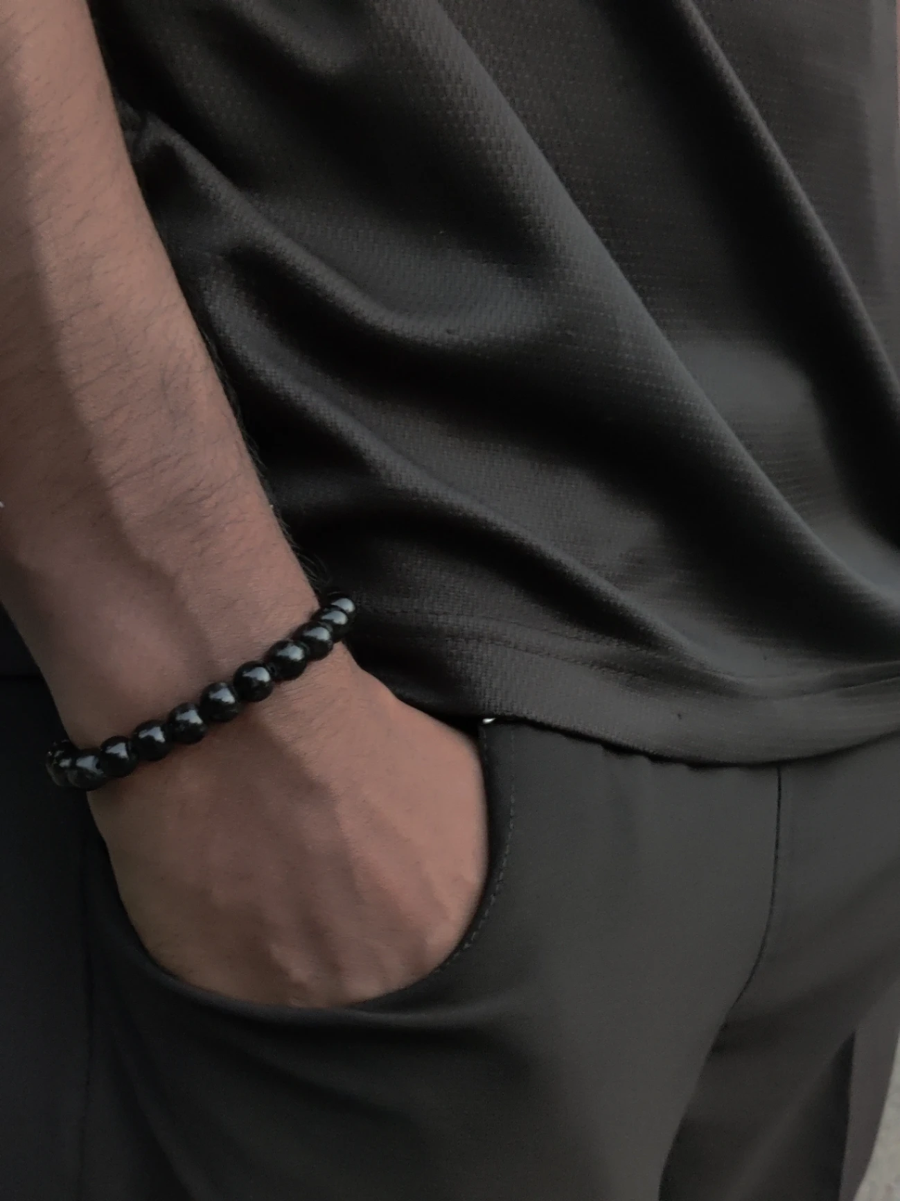 Dark Veil Obsidian Bead Bracelet