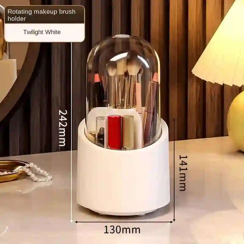 Rotating brush holder & 360 makeup organizer