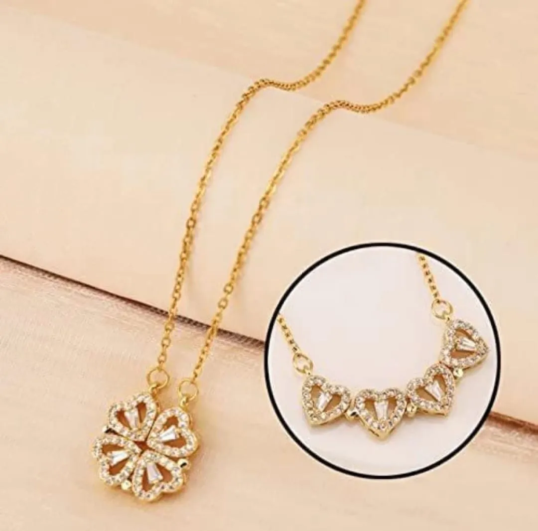 luxury magnetic clover pendant necklace with cubic zircon
