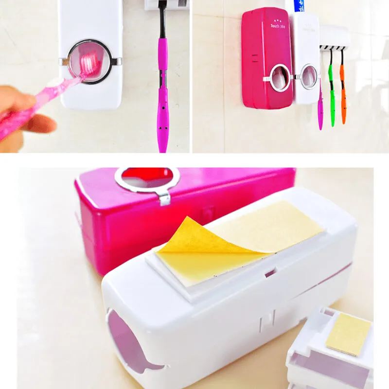 Toothpaste Dispenser with Free Toothbrush Holder