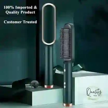 2-in-1 Hair Styling Genius: Electric Straightening & Curling Brush with Ceramic Heating – Model HQT-909B