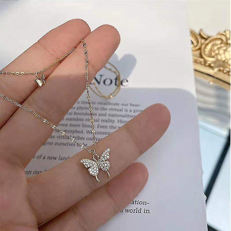1 Peice  Alloy Gold Plated Double Laurr Buterfly Design Nectles