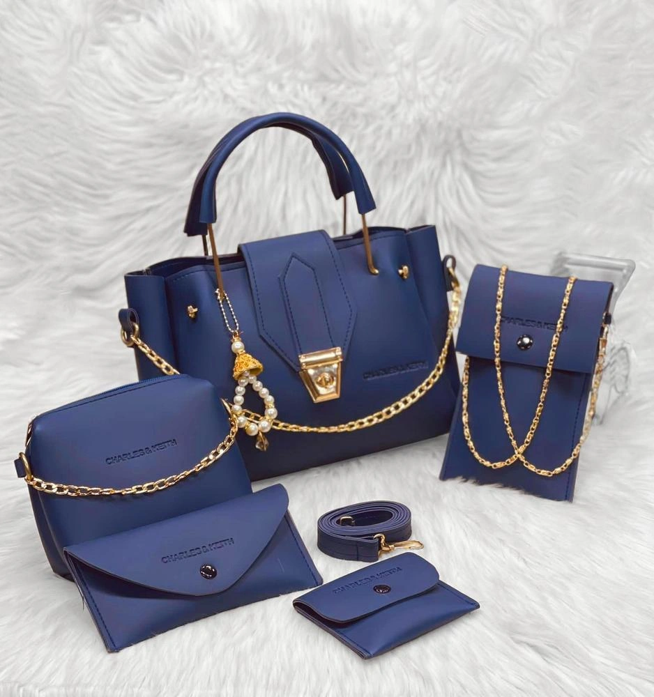 Women's pu leather plain hand bag