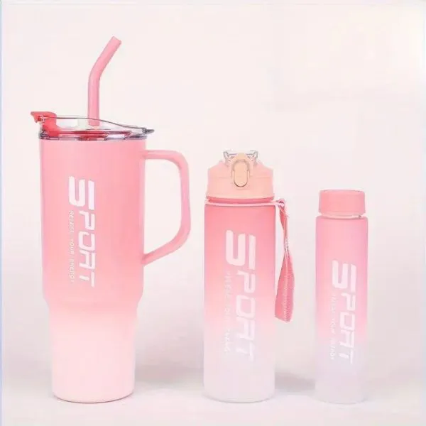 (pack Of 3) Water Bottles Set, Sports Water Cups, Portable D