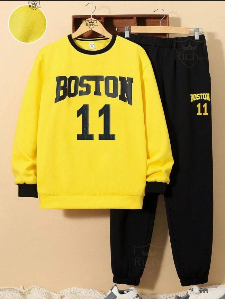 2 pcs unisex fleece printed track suit