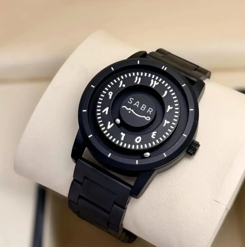 SABR Black Dial Watch with Arabic Numerals – Stainless Steel