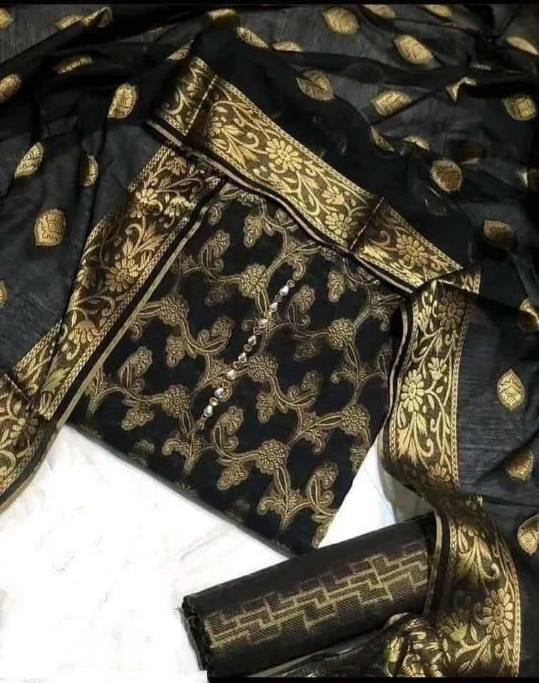 Women's Unstitched Fancy Jacquard 3 Pcs Suit