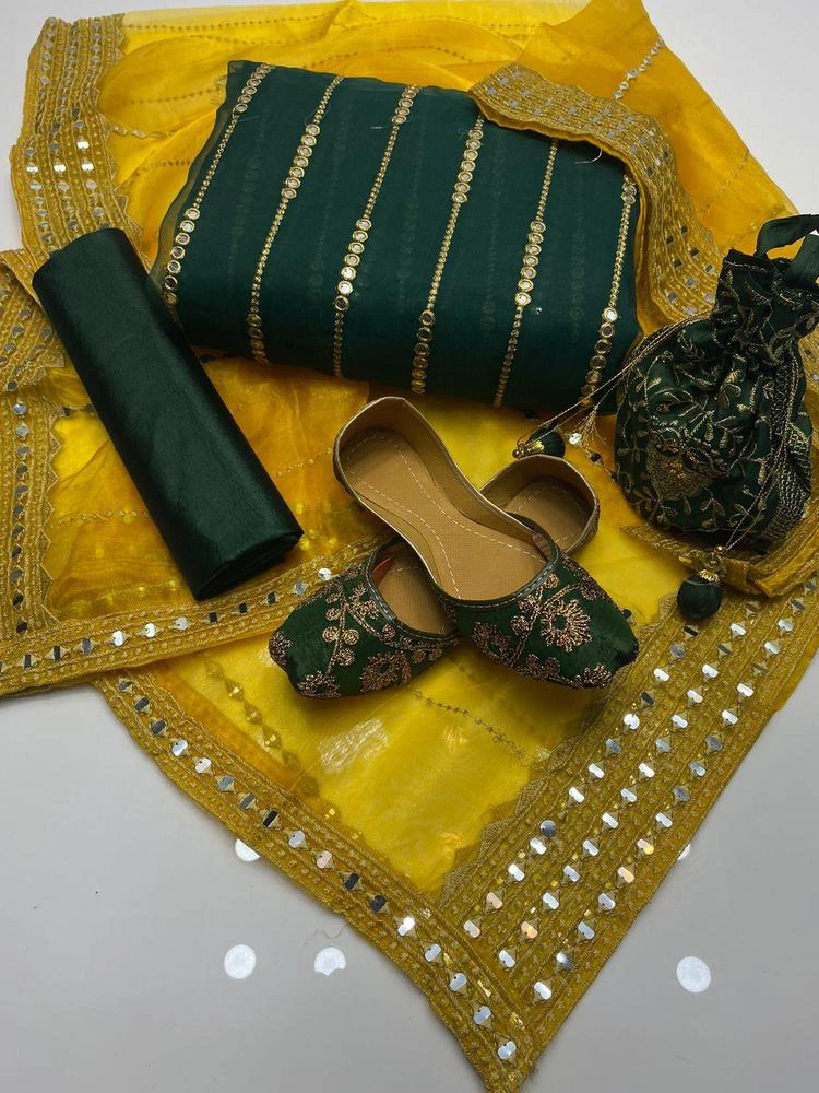 Women's Unstitched Organza Embroidered 3Pcs Suit