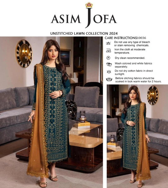 Women's Unstitched Linen Embroidered Suit 3 Pcs