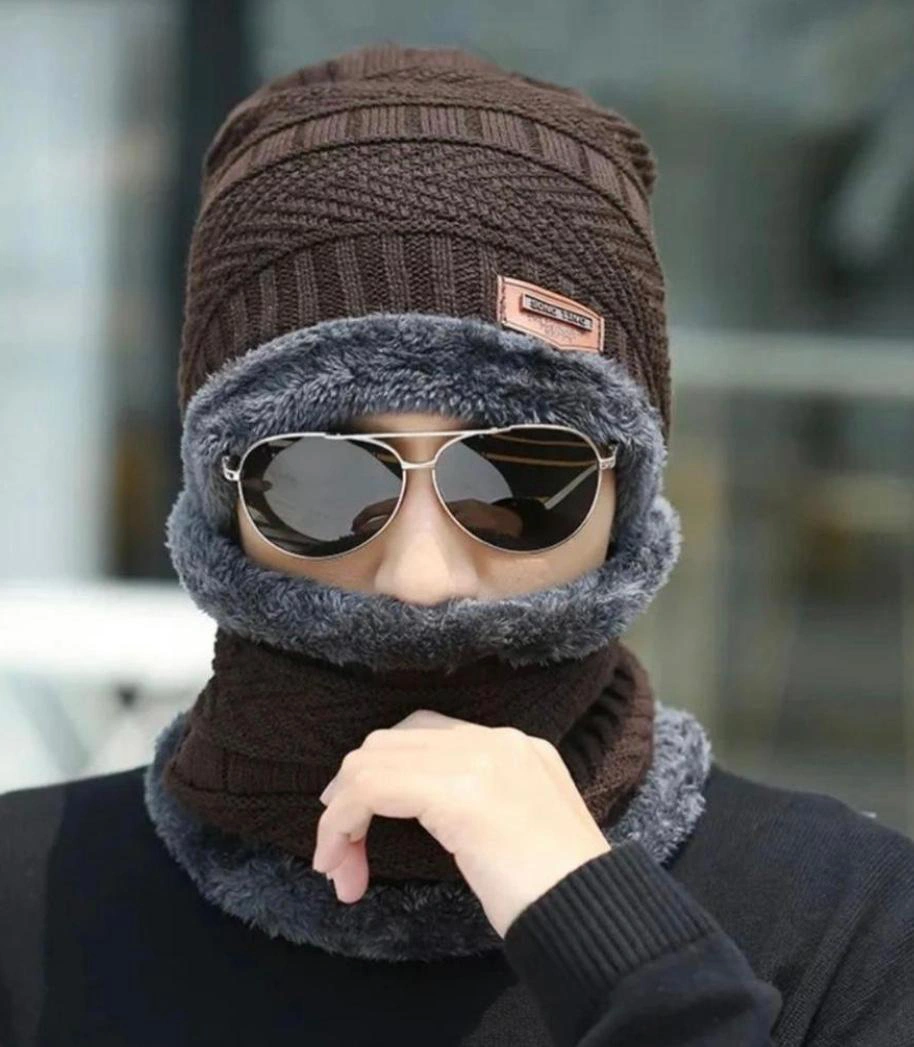 2 PC wool Texture Beanie And neck warmar