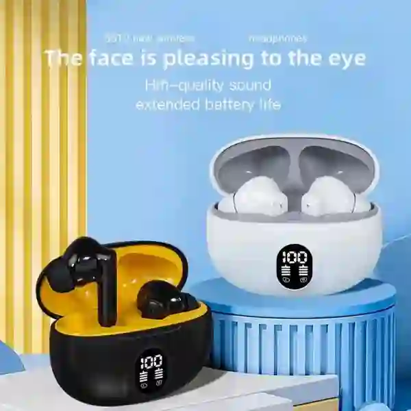 Professional Display Earbuds Stereo 895b Wireless Bluetooth EarbudsProfessional Display Earbuds Stereo 895b Wireless Bluetooth Earbuds | Mic In-ear Headphones With Led Display | Type C Fast Charging | Bluetooth 5.3 For Android/iphone ( With Cable – With B