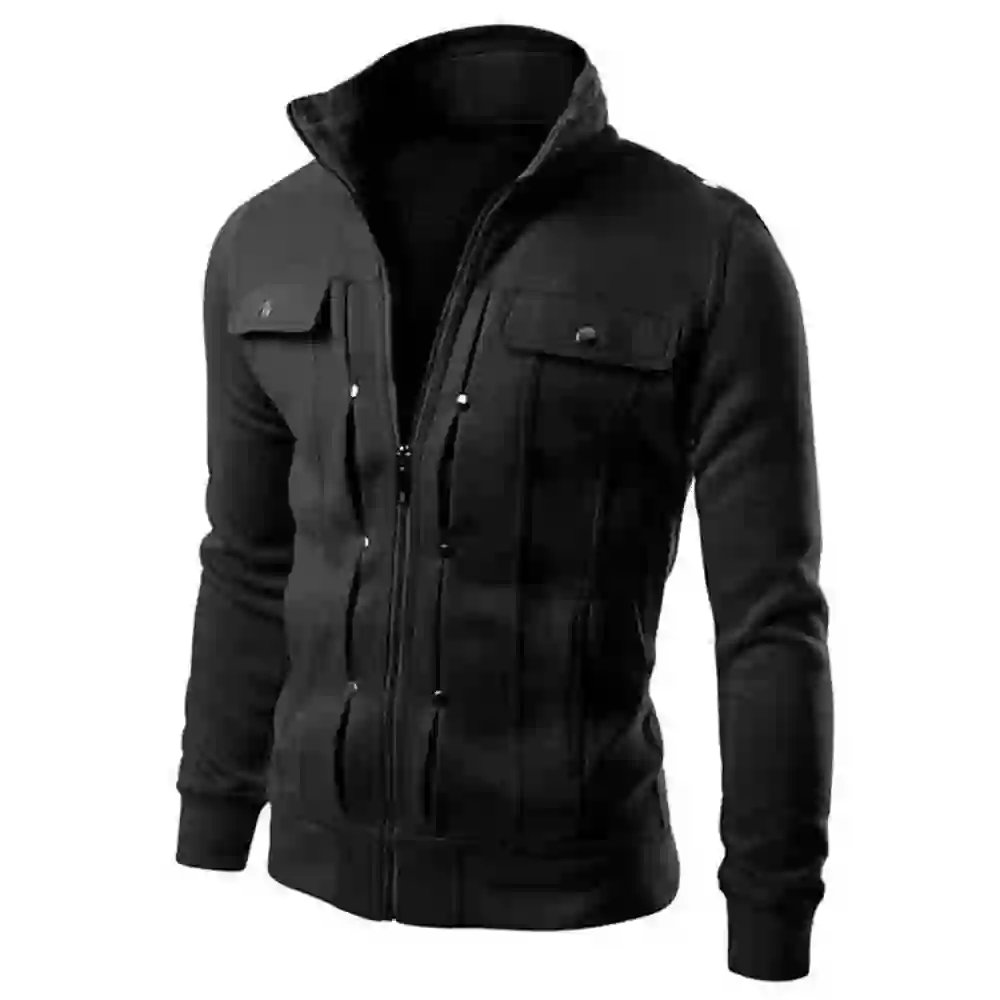 1 pc Man's  Flees plain jacket Mexico style Black