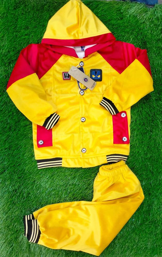2Pc kids stitched velvet printed tracksuit