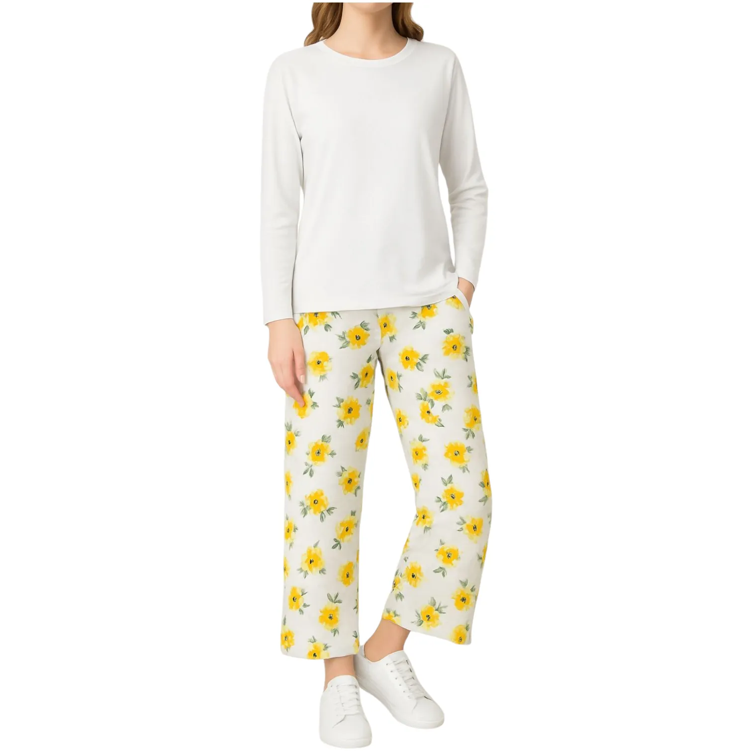 2 Pcs Women's Stitched Plain Night Suit