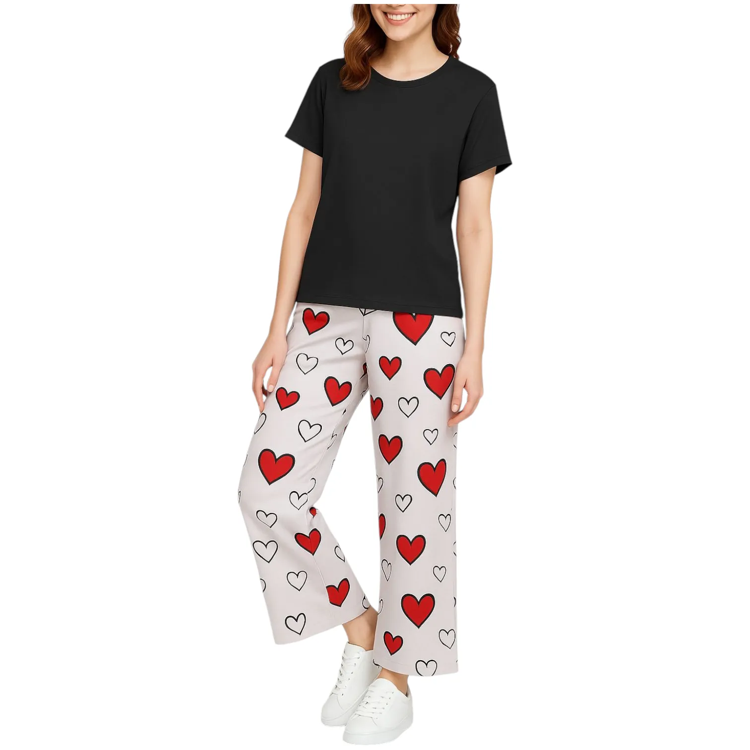 2 Pcs Women's Stitched Plain Night Suit