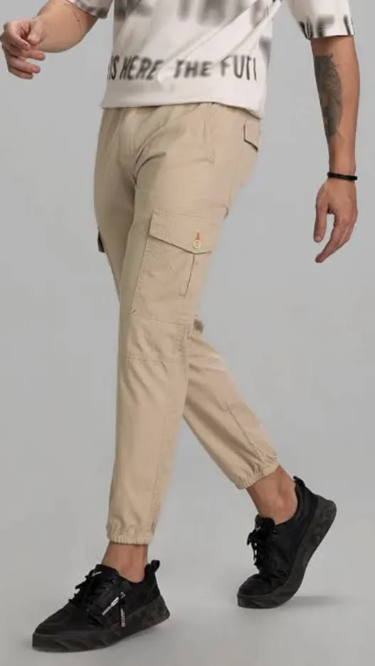 Men's Beige Cargo trouser with Pocket Detailing