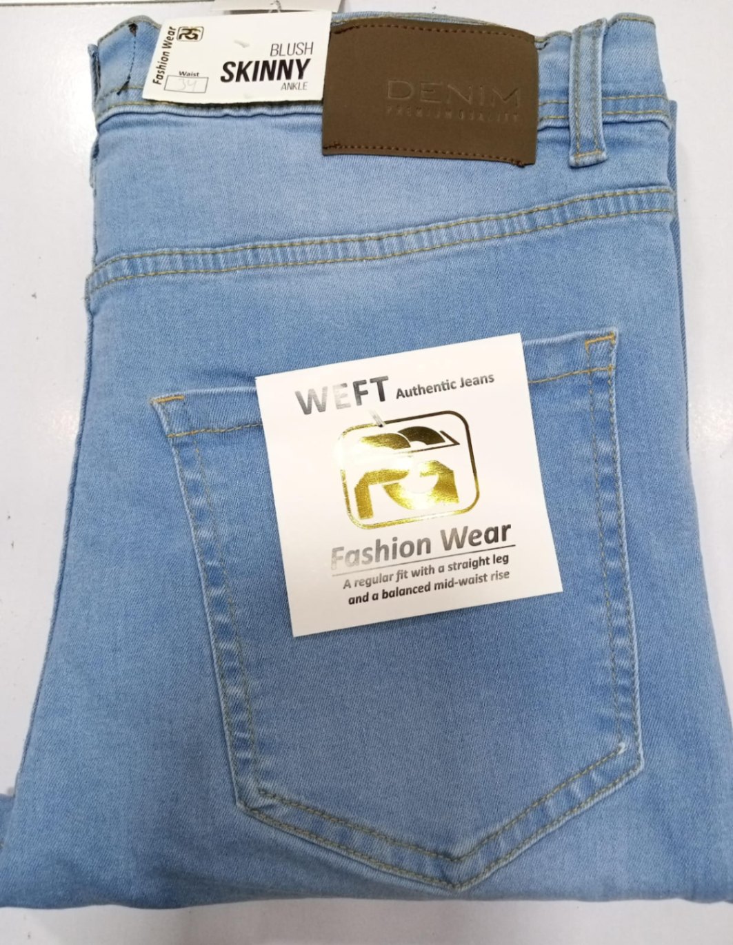 Wefts Fashion Wear - Light Wash Skinny Jeans with a Touch of