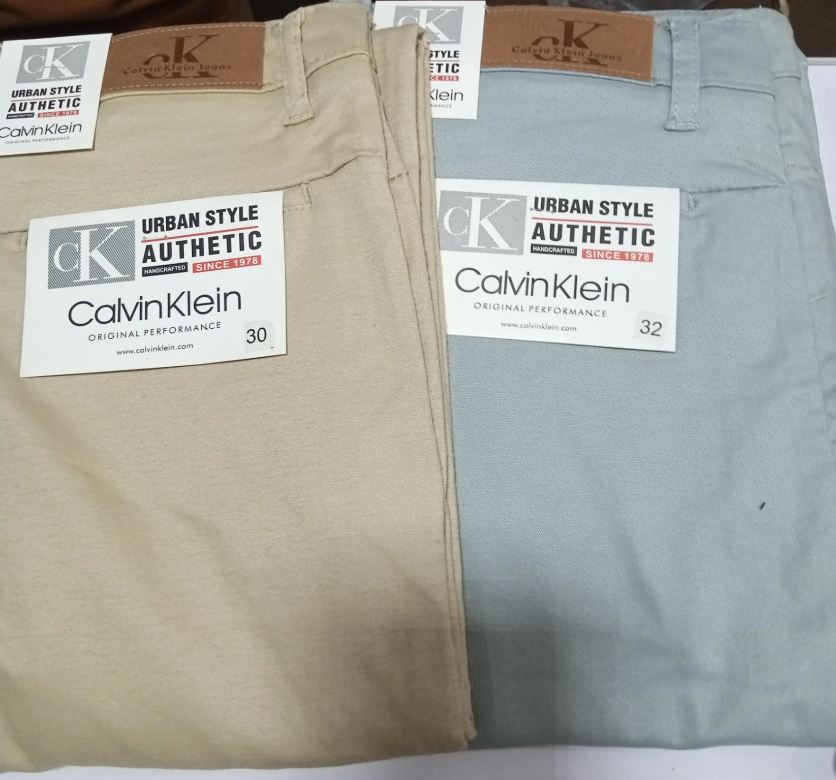 Cotton Pants Combo - Beige & Light Blue