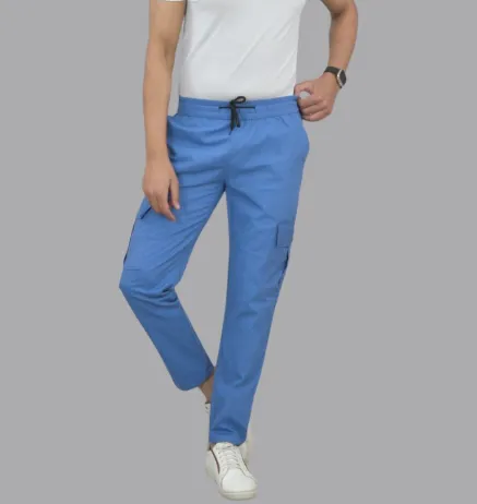 Men's Stylish Blue Cargo Trousers with Pockets | Comfortable