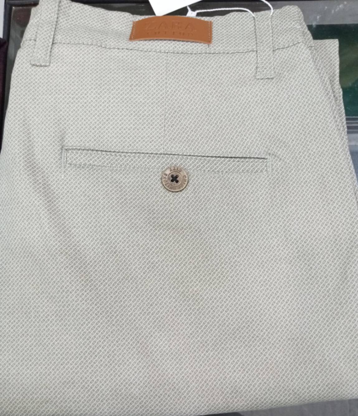 Men's Light Beige Textured Cotton Pants