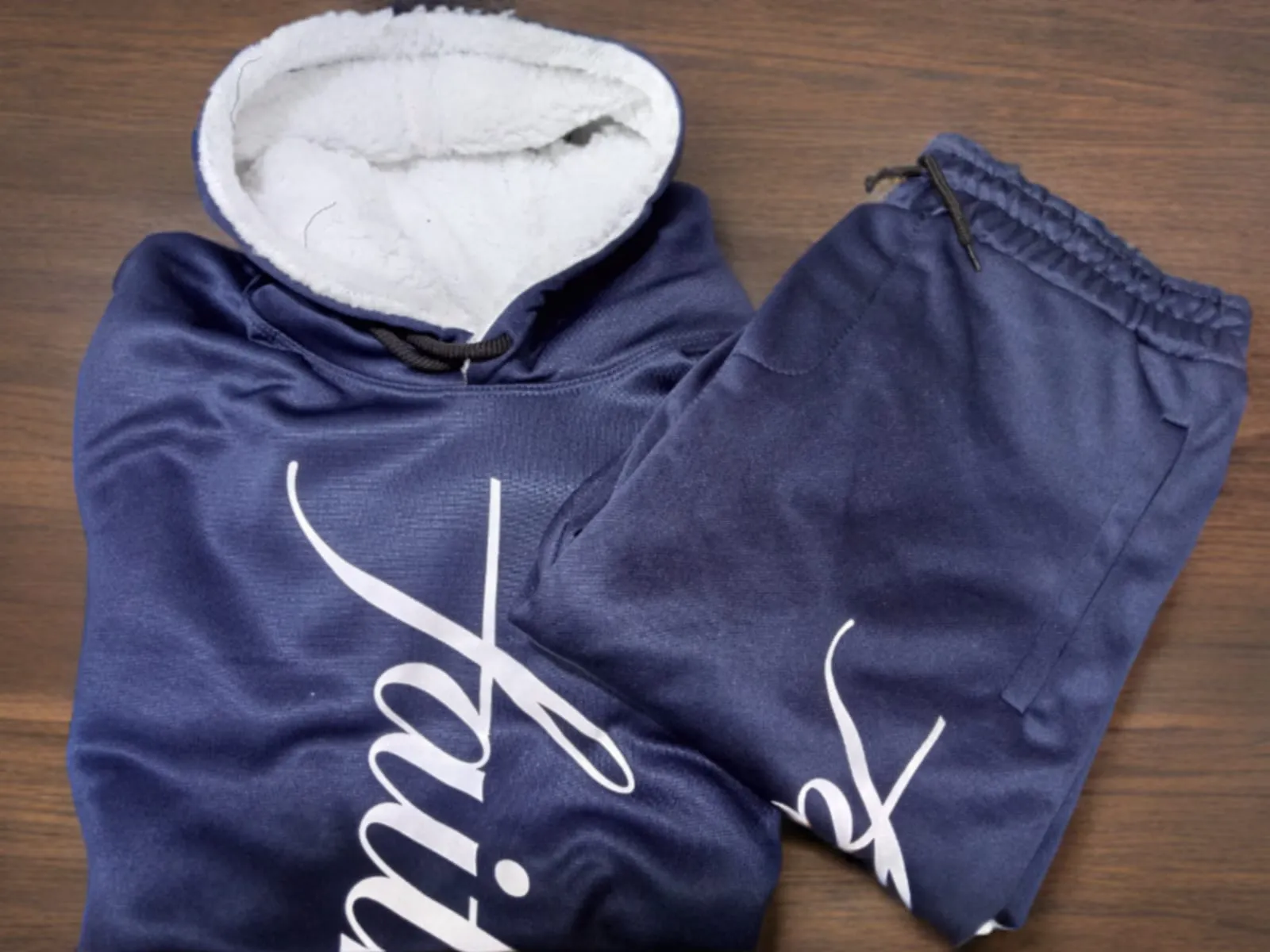 Navy Blue Winter Tracksuit with Sherpa Lining