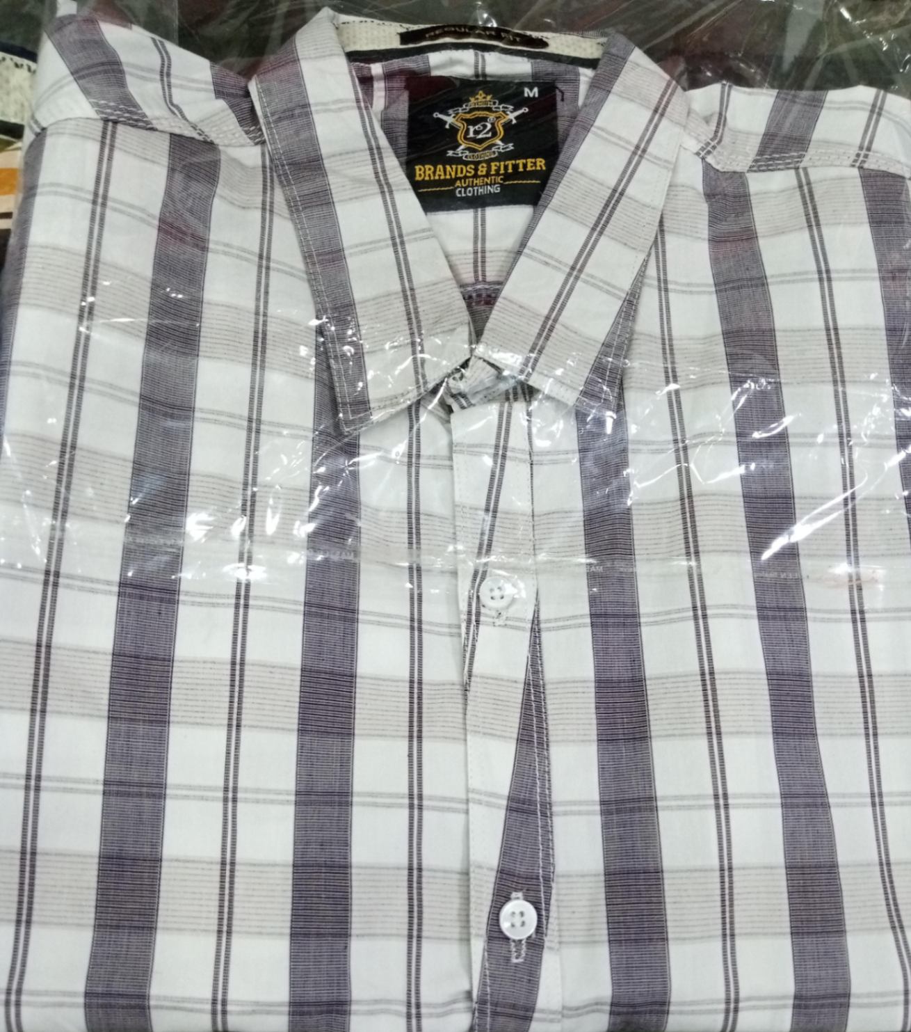 Brown and White Check Full-Sleeve Shirt