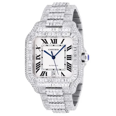 Iced Out Diamond Crystal Mens Square Dial Digital Band