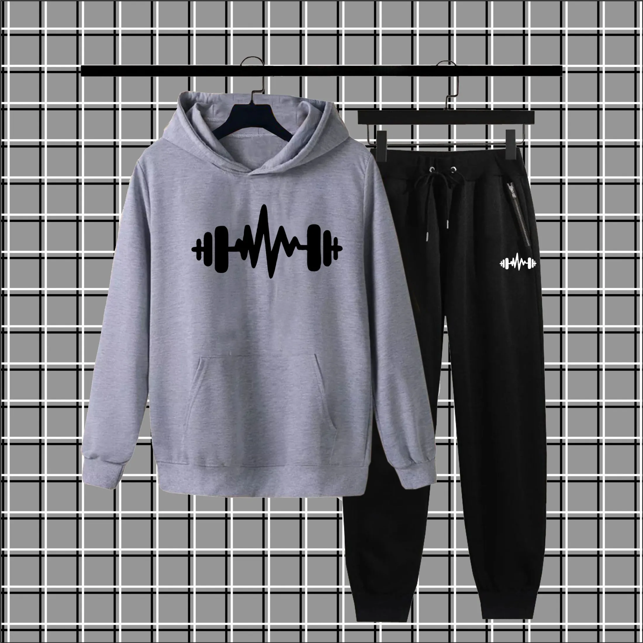 Heartbeat logo Print Winter Track Suit Hoodie and Trouser