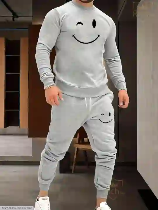 2 Pcs Men's Fleece Graphic Sweatshirt Track Suit