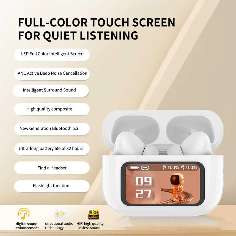 2025 Best Selling V20 Pro ANC Airpods With LED Touch Screen