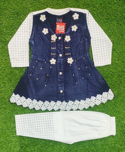 Denim Frock & Shirt - 3Pcs