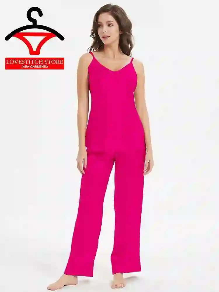 Silk Plain Cami Trouser Set