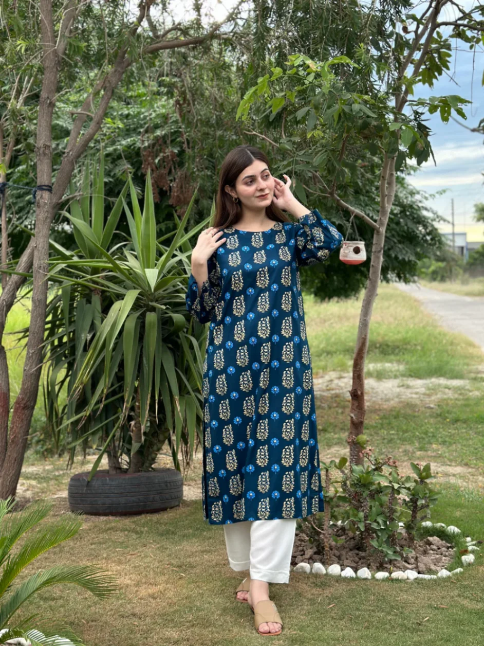 2pcs Printed Stitched Suit Stone Winter Linen