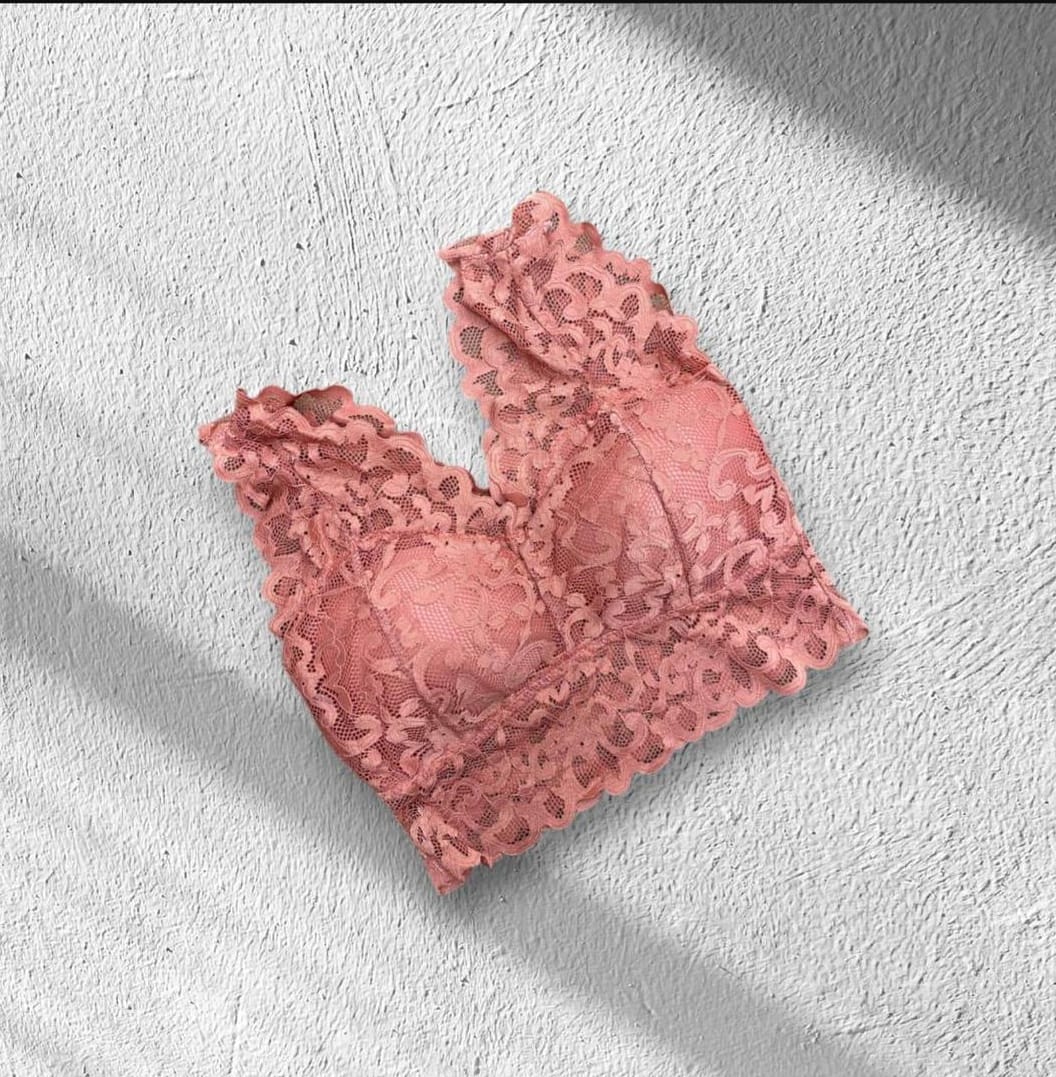 Jacquard Lace Work Pushup Padded Bra